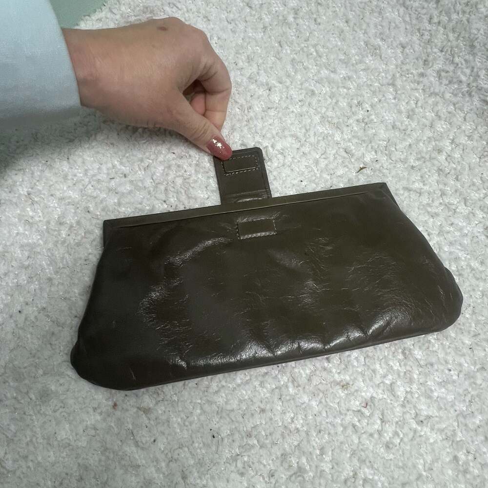 Latico Leather Frame Clutch Bag w Floral Lining 10” X 6” Buttery Soft Leather - Picture 7 of 10